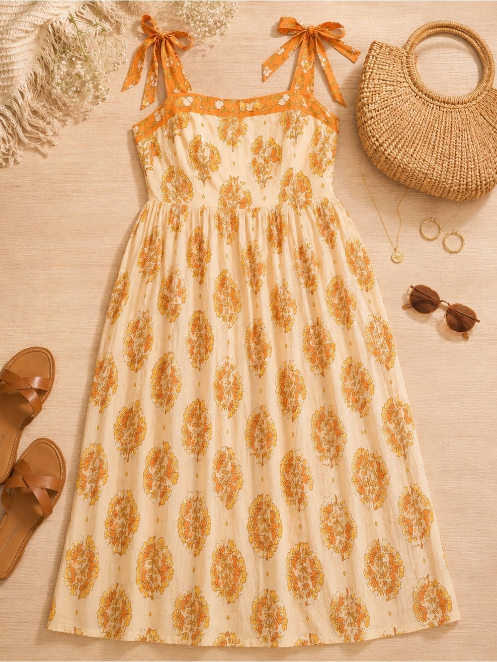 Patrons of Peace NWT Size M Floral Tie-Strap Maxi Dress Fully Lined Boho